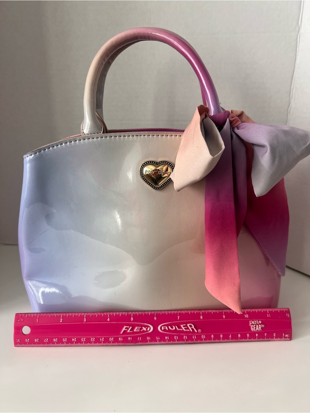 Betsey Johnson Pink, Lilac & Cream Gradient Mini Satchel with Bow - Picture 3 of 9